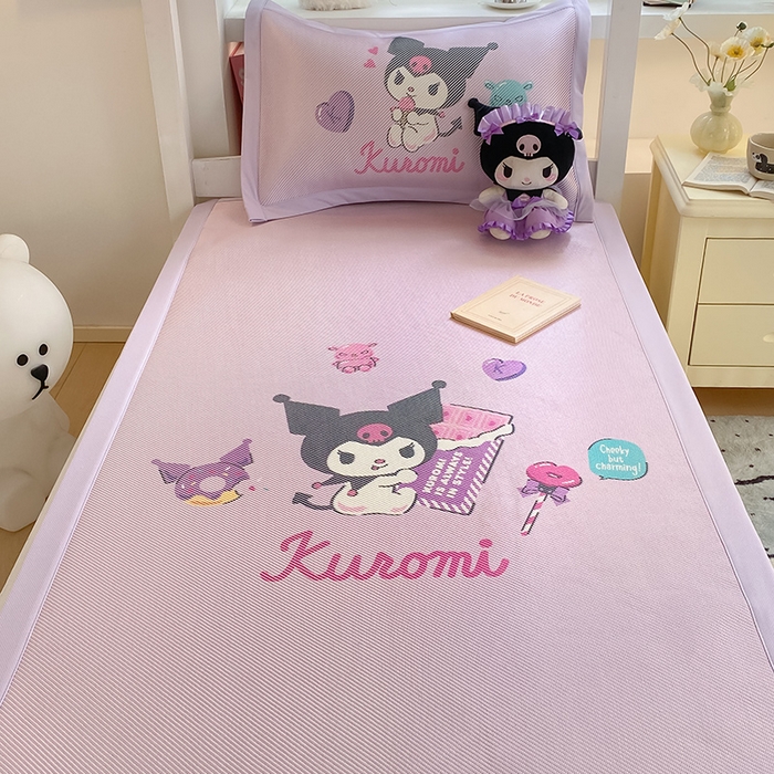 91家纺网 家纺一手货源 找家纺 蓝邻家纺 2025新款学生专用印花冰藤席 糖果库洛米