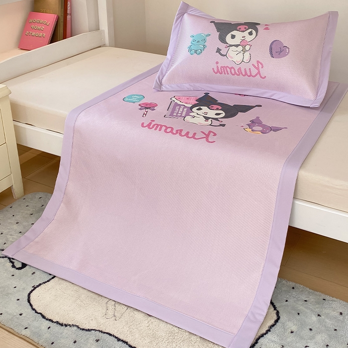 91家纺网 家纺一手货源 找家纺 蓝邻家纺 2025新款学生专用印花冰藤席 糖果库洛米