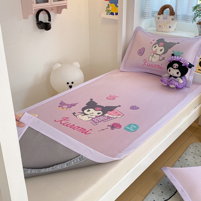 91家纺网 家纺一手货源 找家纺 蓝邻家纺 2025新款学生专用印花冰藤席 糖果库洛米