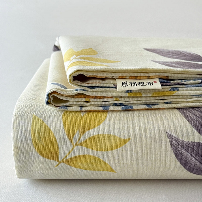 91家纺网 家纺一手货源 找家纺 （总）红日子纺织品 2025新款直播热卖原棉提花锻条老粗布印花床单三件套