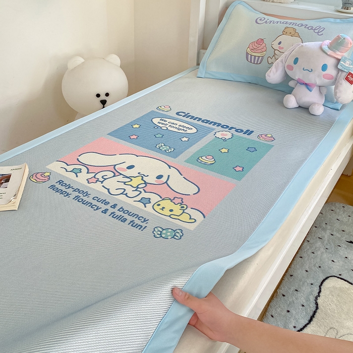 91家纺网 家纺一手货源 找家纺 蓝邻家纺 2025新款学生专用印花冰藤席 淘气大耳狗