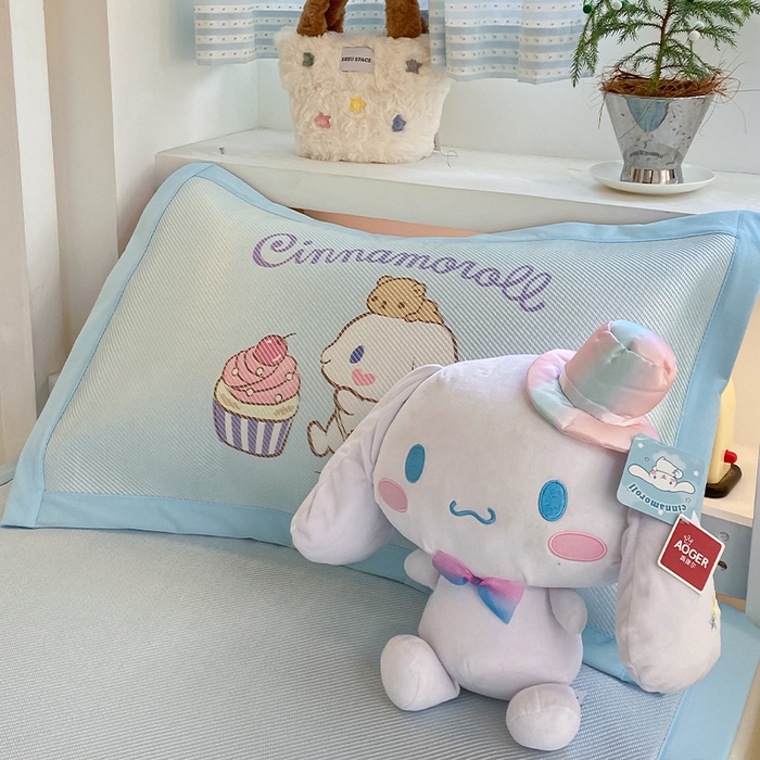 91家纺网 家纺一手货源 找家纺 蓝邻家纺 2025新款学生专用印花冰藤席 淘气大耳狗