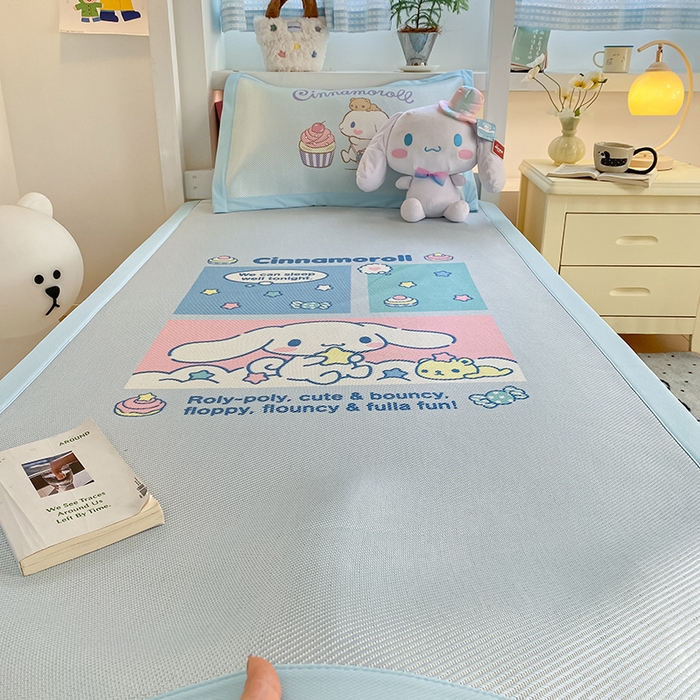 91家纺网 家纺一手货源 找家纺 蓝邻家纺 2025新款学生专用印花冰藤席 淘气大耳狗