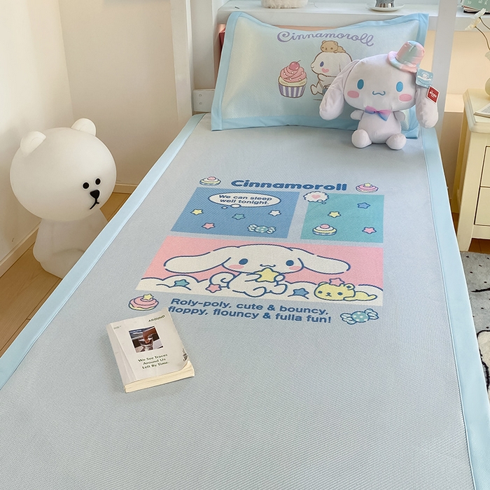 91家纺网 家纺一手货源 找家纺 蓝邻家纺 2025新款学生专用印花冰藤席 淘气大耳狗