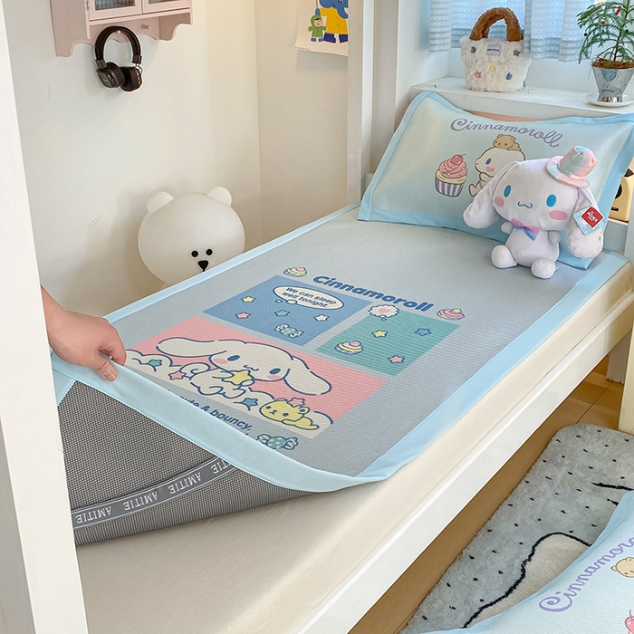 91家纺网 家纺一手货源 找家纺 蓝邻家纺 2025新款学生专用印花冰藤席 淘气大耳狗