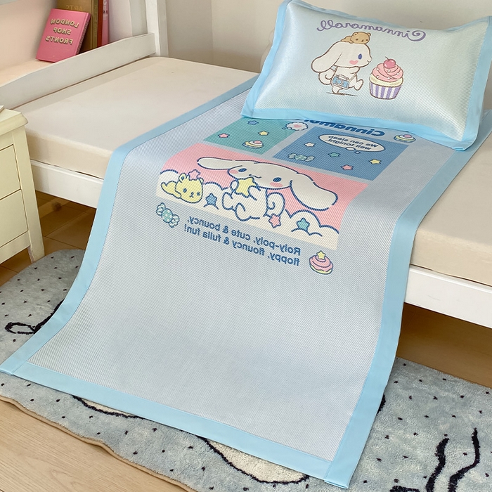 91家纺网 家纺一手货源 找家纺 蓝邻家纺 2025新款学生专用印花冰藤席 淘气大耳狗