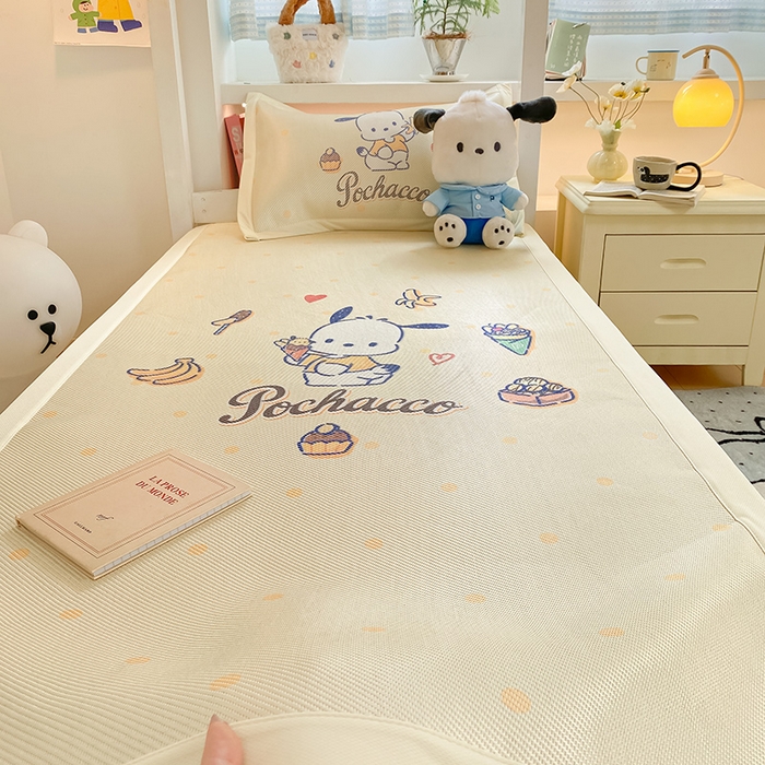 91家纺网 家纺一手货源 找家纺 蓝邻家纺 2025新款学生专用印花冰藤席 甜品帕恰狗