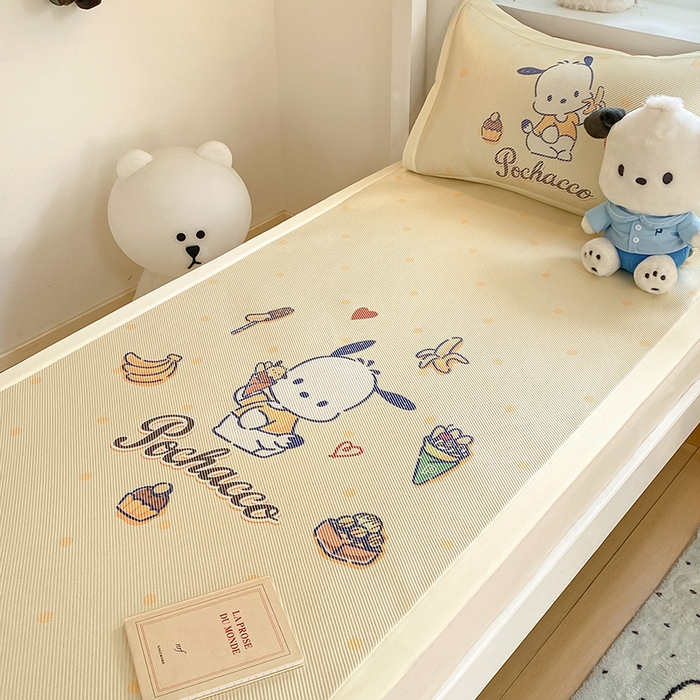 91家纺网 家纺一手货源 找家纺 蓝邻家纺 2025新款学生专用印花冰藤席 甜品帕恰狗