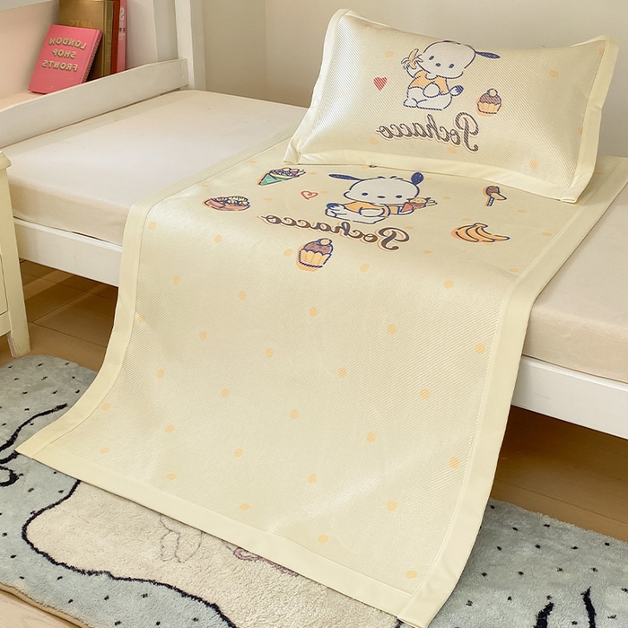 91家纺网 家纺一手货源 找家纺 蓝邻家纺 2025新款学生专用印花冰藤席 甜品帕恰狗