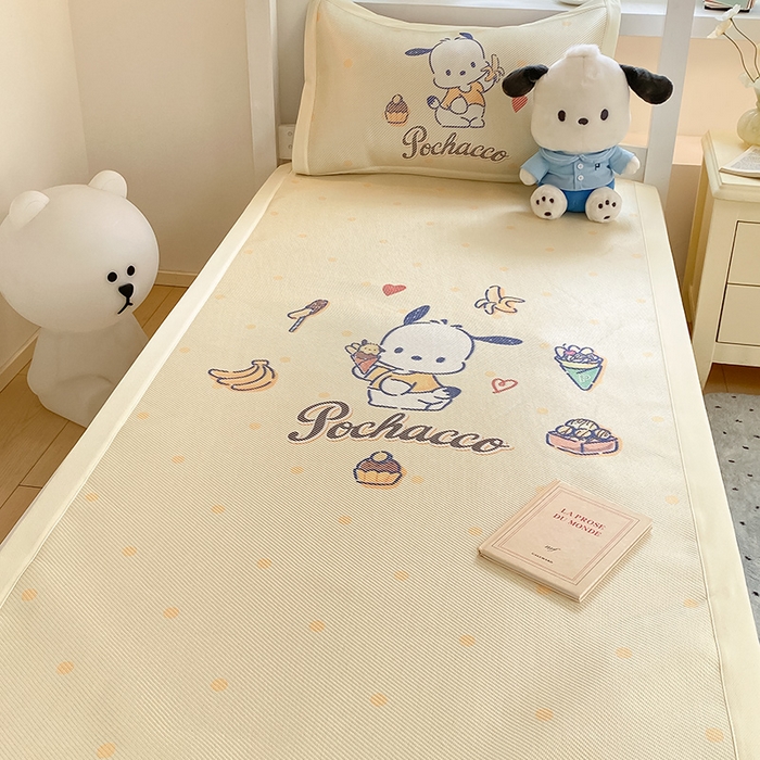 91家纺网 家纺一手货源 找家纺 蓝邻家纺 2025新款学生专用印花冰藤席 甜品帕恰狗