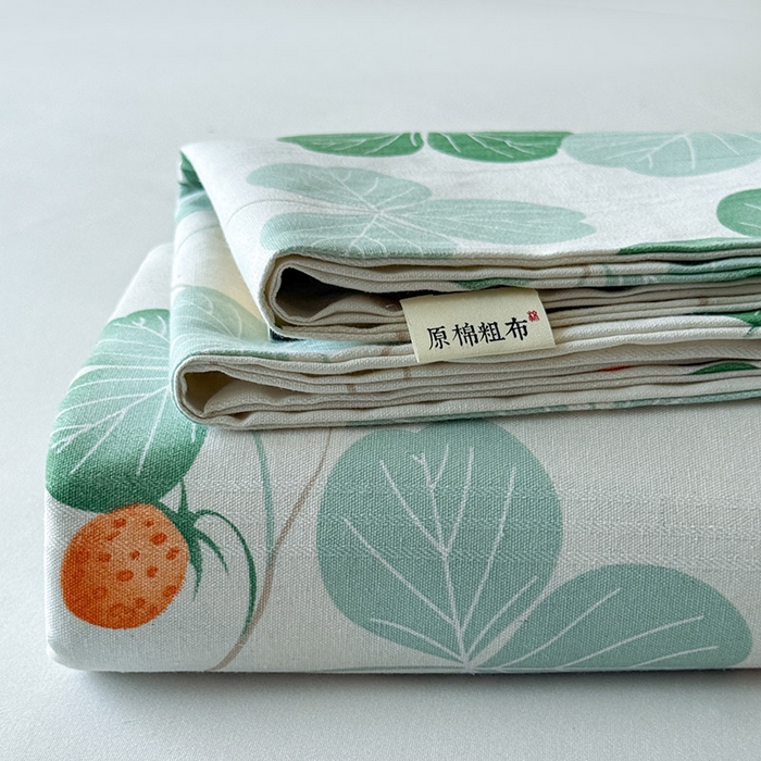 91家纺网 家纺一手货源 找家纺 （总）红日子纺织品 2025新款直播热卖原棉提花锻条老粗布印花床单三件套