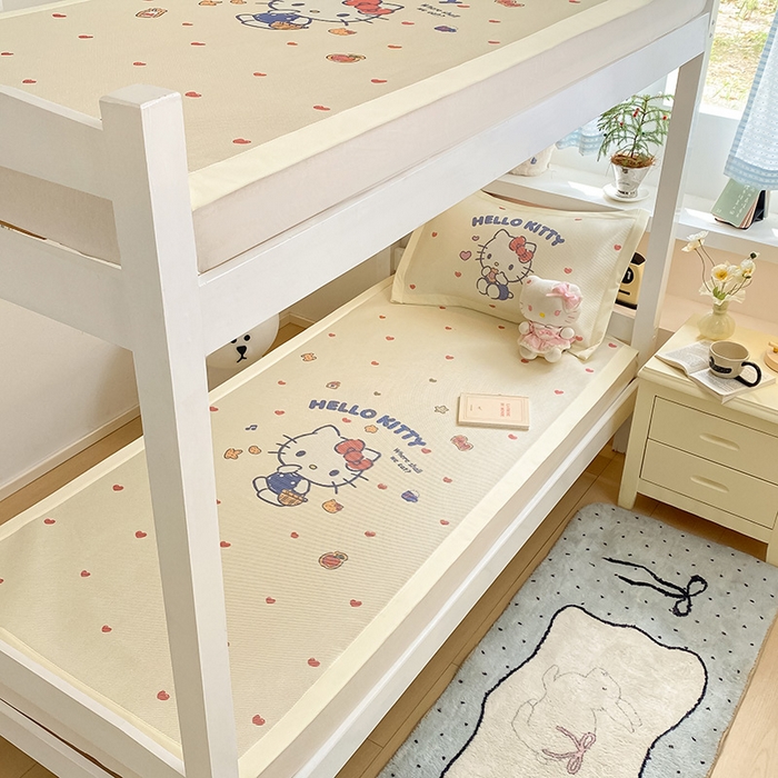 91家纺网 家纺一手货源 找家纺 蓝邻家纺 2025新款学生专用印花冰藤席 hellokitty