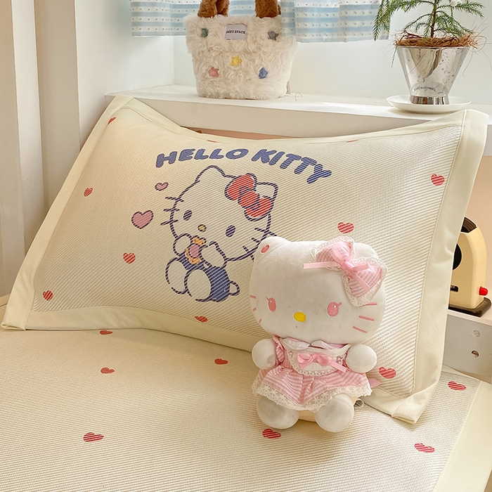 91家纺网 家纺一手货源 找家纺 蓝邻家纺 2025新款学生专用印花冰藤席 hellokitty