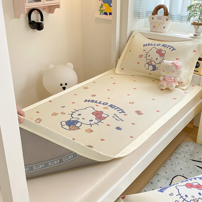 91家纺网 家纺一手货源 找家纺 蓝邻家纺 2025新款学生专用印花冰藤席 hellokitty