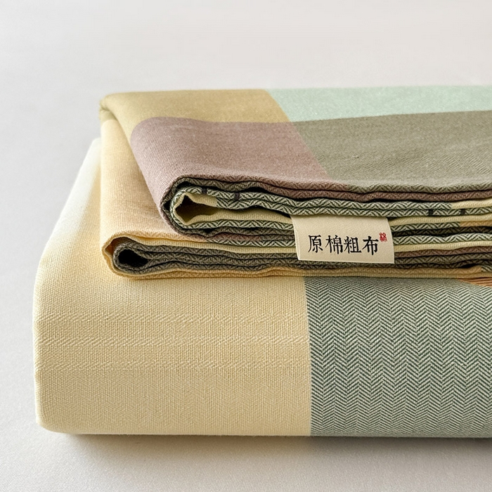 91家纺网 家纺一手货源 找家纺 （总）红日子纺织品 2025新款直播热卖原棉提花锻条老粗布印花床单三件套