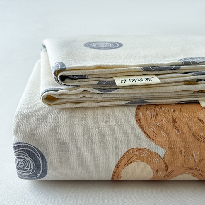 91家纺网 家纺一手货源 找家纺 （总）红日子纺织品 2025新款直播热卖原棉提花锻条老粗布印花床单三件套