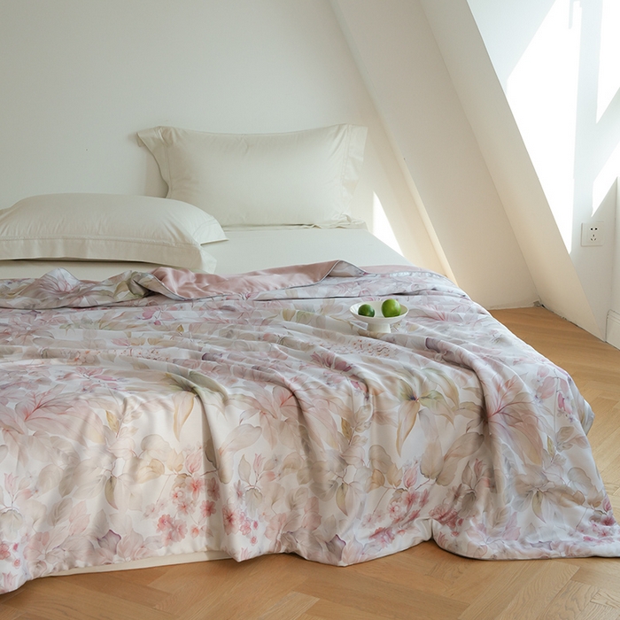 91家纺网 家纺一手货源 找家纺 禾时 2025新款60支奥地利进口兰精天丝数码印花夏被空调被夏凉被薄被子 伊娜