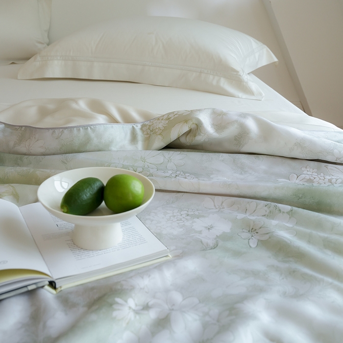 91家纺网 家纺一手货源 找家纺 禾时 2025新款60支奥地利进口兰精天丝数码印花夏被空调被夏凉被薄被子 知槿-绿