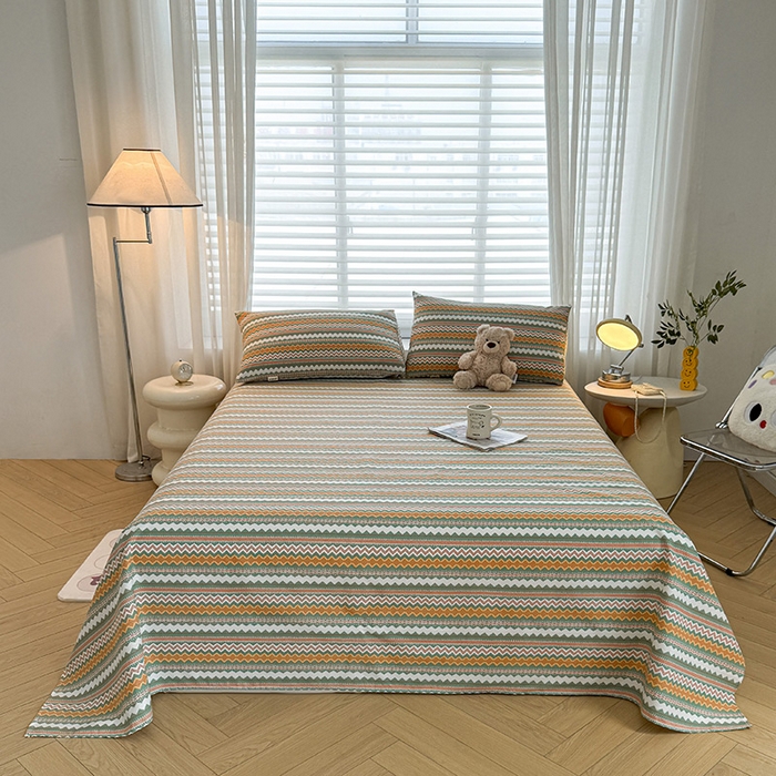 91家纺网 家纺一手货源 找家纺 （总）红日子纺织品 2025新款直播热卖原棉提花锻条老粗布印花床单三件套