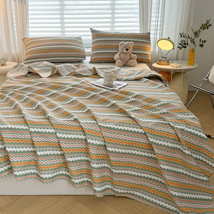 91家纺网 家纺一手货源 找家纺 （总）红日子纺织品 2025新款直播热卖原棉提花锻条老粗布印花床单三件套