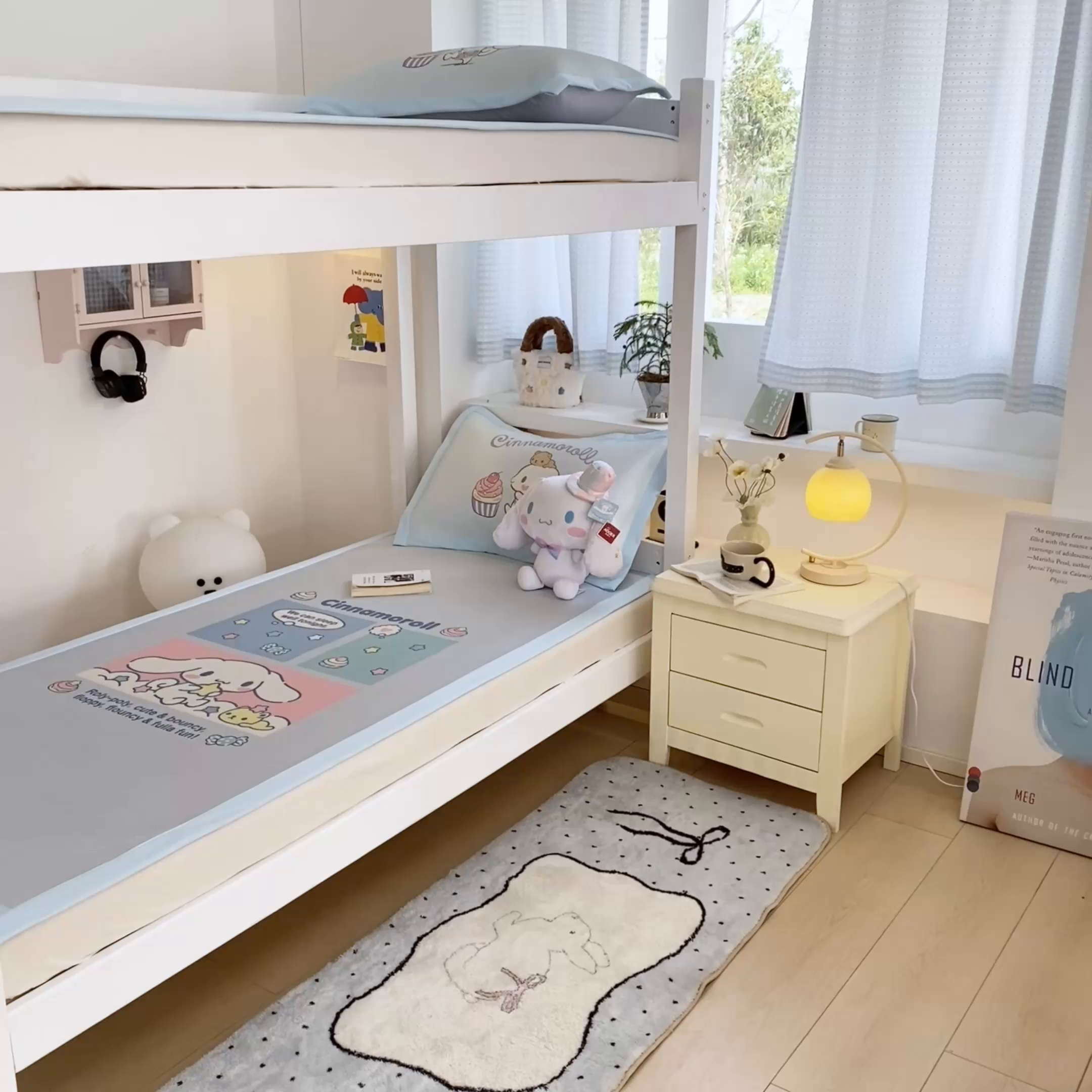 91家纺网 家纺一手货源 找家纺 蓝邻家纺 2025新款学生专用印花冰藤席 淘气大耳狗