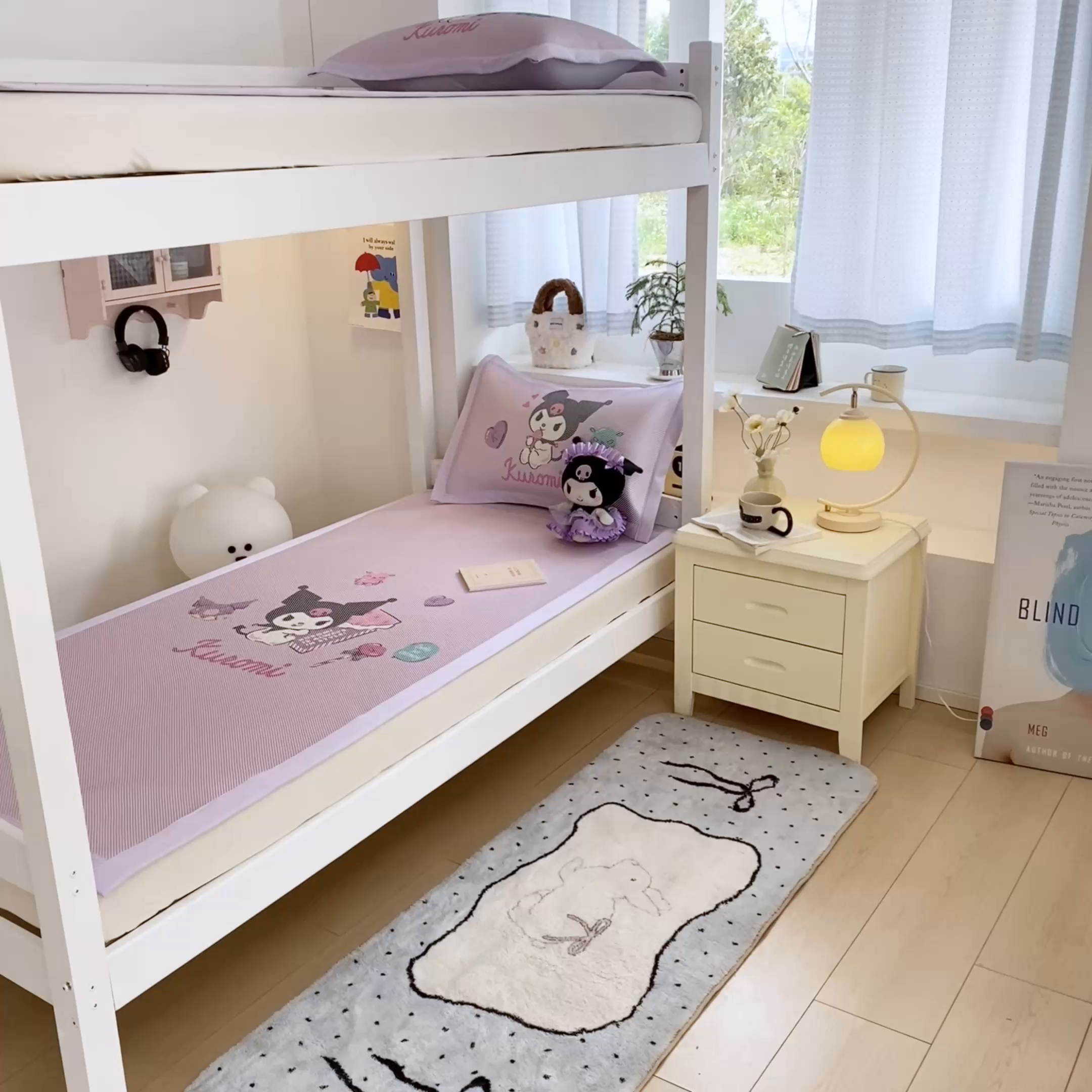 91家纺网 家纺一手货源 找家纺 蓝邻家纺 2025新款学生专用印花冰藤席 糖果库洛米