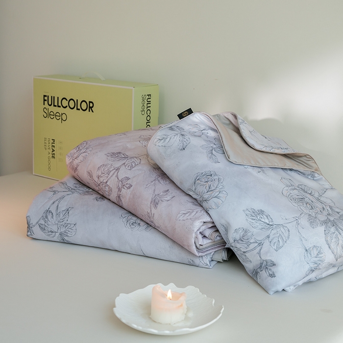 91家纺网 家纺一手货源 找家纺 禾时 2025新款60支奥地利进口兰精天丝数码印花夏被空调被夏凉被薄被子 组合+包装图仅供参考