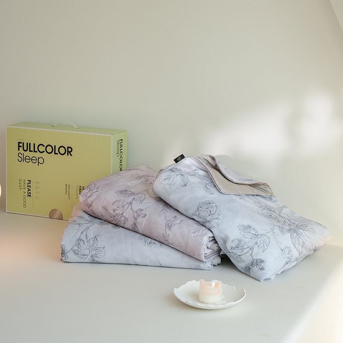 91家纺网 家纺一手货源 找家纺 禾时 2025新款60支奥地利进口兰精天丝数码印花夏被空调被夏凉被薄被子 组合+包装图仅供参考