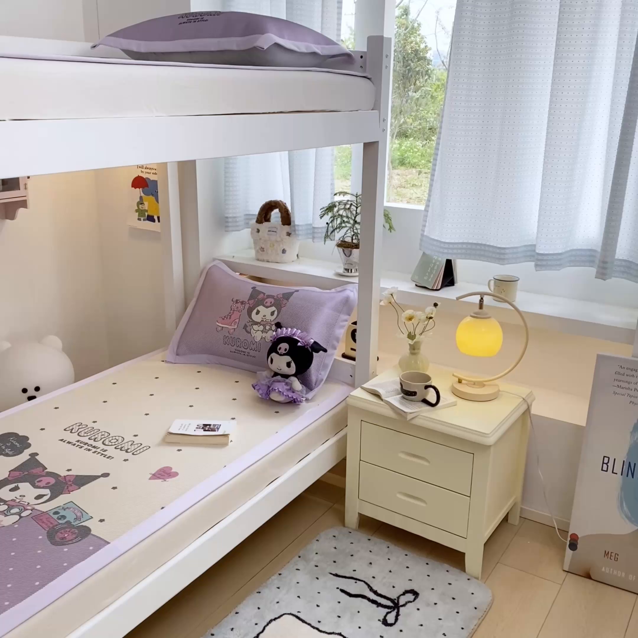 91家纺网 家纺一手货源 找家纺 蓝邻家纺 2025新款学生专用印花冰藤席 可爱库洛米