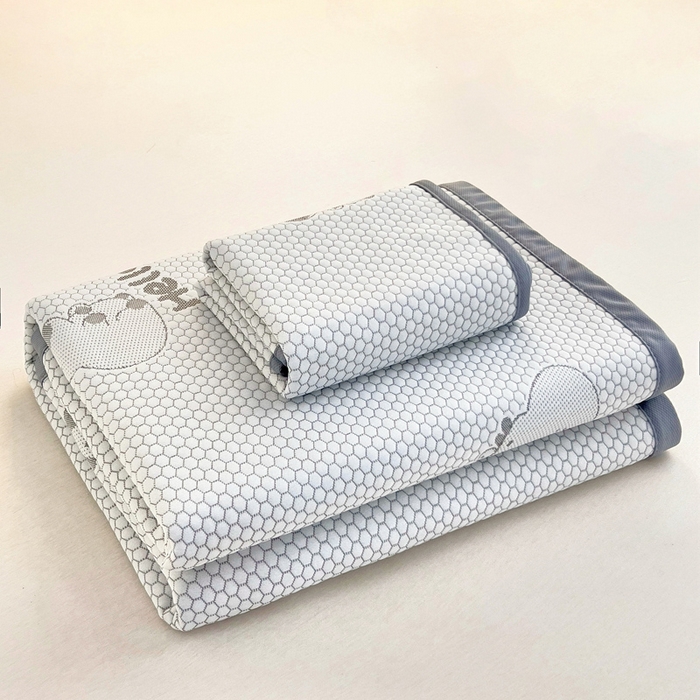 91家纺网 家纺一手货源 找家纺 找底底家纺 2025新款直播A类冰豆豆软席可机洗空调席子凉席三件套 卡皮巴拉-浅灰