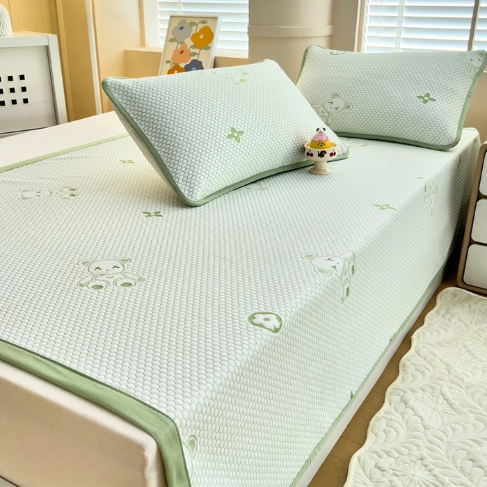 91家纺网 家纺一手货源 找家纺 （总）找底底家纺 2025新款直播A类冰豆豆软席可机洗空调席子凉席三件套