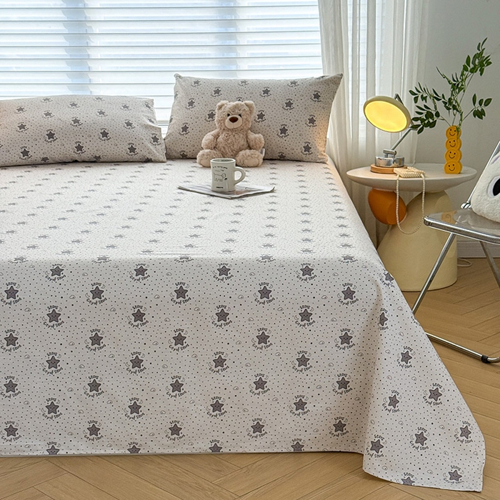 91家纺网 家纺一手货源 找家纺 红日子纺织品 2025新款直播热卖原棉提花锻条老粗布印花床单三件套 星晴