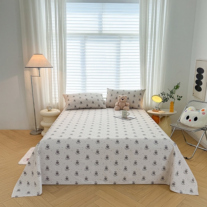 91家纺网 家纺一手货源 找家纺 红日子纺织品 2025新款直播热卖原棉提花锻条老粗布印花床单三件套 星晴