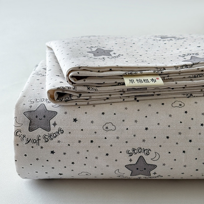 红日子纺织品 2025新款直播热卖原棉提花锻条老粗布印花床单三件套 星晴