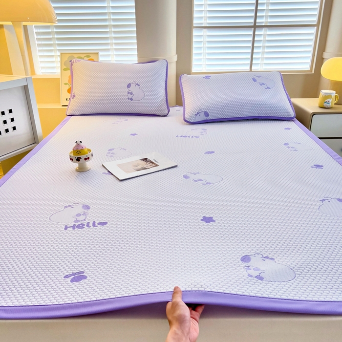 找底底家纺 2025新款直播A类冰豆豆软席可机洗空调席子凉席三件套 卡皮巴拉-黛紫