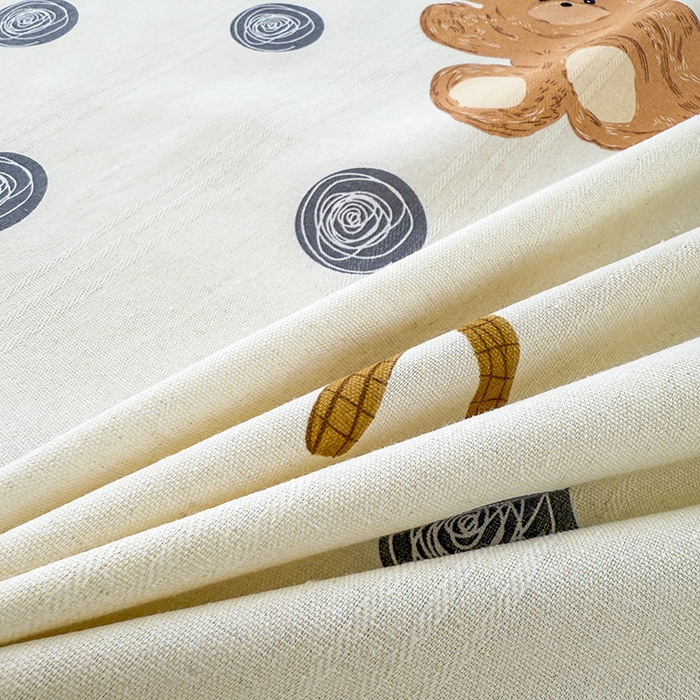 91家纺网 家纺一手货源 找家纺 红日子纺织品 2025新款直播热卖原棉提花锻条老粗布印花床单三件套 欢乐熊