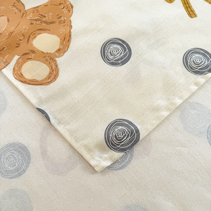 91家纺网 家纺一手货源 找家纺 红日子纺织品 2025新款直播热卖原棉提花锻条老粗布印花床单三件套 欢乐熊