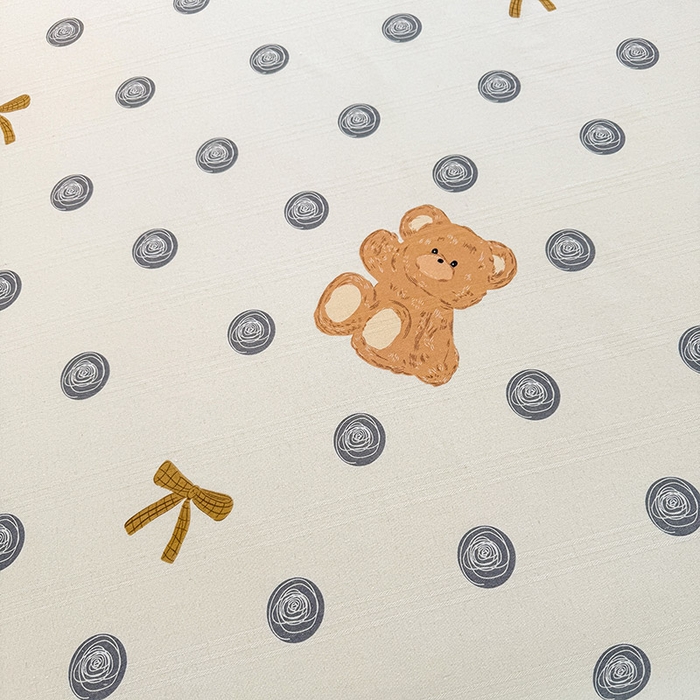 91家纺网 家纺一手货源 找家纺 红日子纺织品 2025新款直播热卖原棉提花锻条老粗布印花床单三件套 欢乐熊