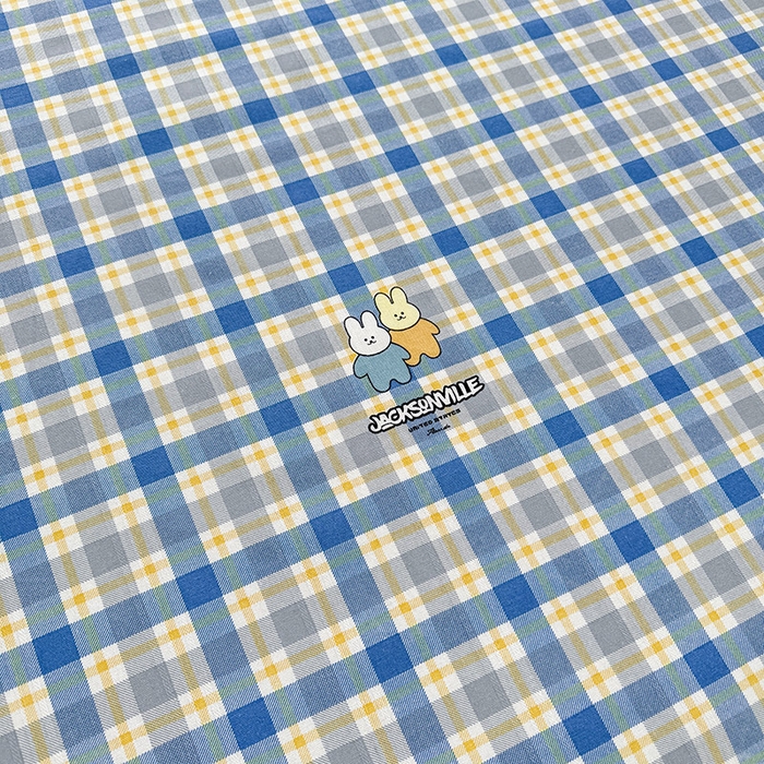 91家纺网 家纺一手货源 找家纺 红日子纺织品 2025新款直播热卖原棉提花锻条老粗布印花床单三件套 蓝格