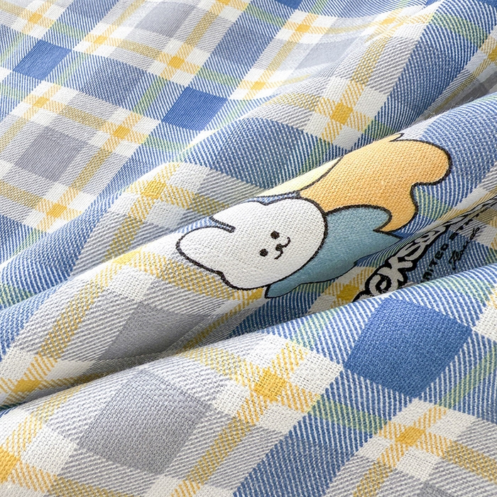 91家纺网 家纺一手货源 找家纺 红日子纺织品 2025新款直播热卖原棉提花锻条老粗布印花床单三件套 蓝格