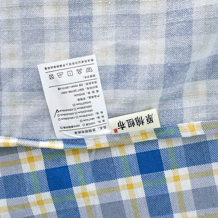 91家纺网 家纺一手货源 找家纺 红日子纺织品 2025新款直播热卖原棉提花锻条老粗布印花床单三件套 蓝格