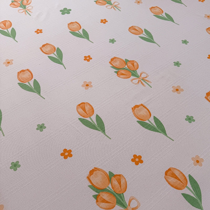 91家纺网 家纺一手货源 找家纺 红日子纺织品 2025新款直播热卖原棉提花锻条老粗布印花床单三件套 花香四溢