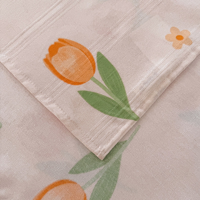 91家纺网 家纺一手货源 找家纺 红日子纺织品 2025新款直播热卖原棉提花锻条老粗布印花床单三件套 花香四溢