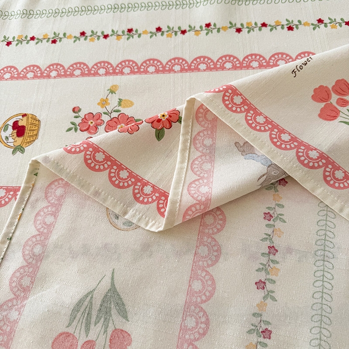 91家纺网 家纺一手货源 找家纺 红日子纺织品 2025新款直播热卖原棉提花锻条老粗布印花床单三件套 欢乐颂