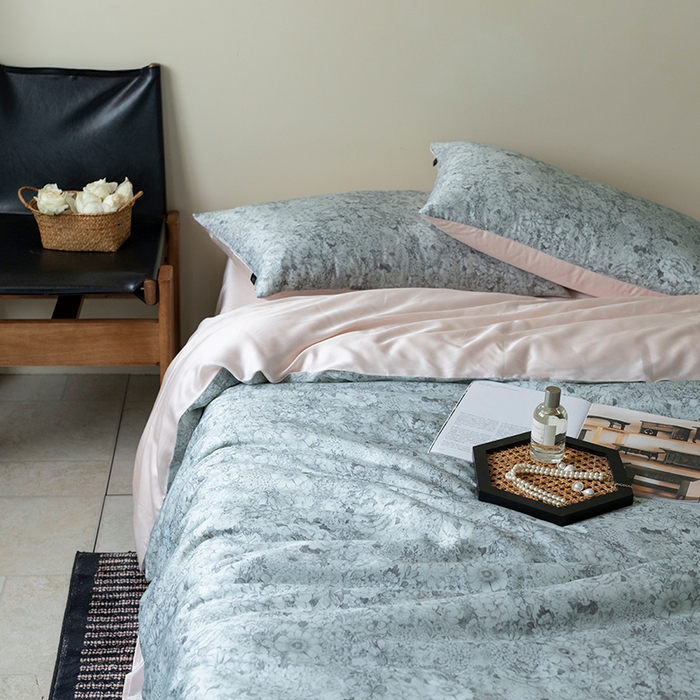 91家纺网 家纺一手货源 找家纺 禾时 2025新款60S兰精天丝数码印花四件套 安夏-绿