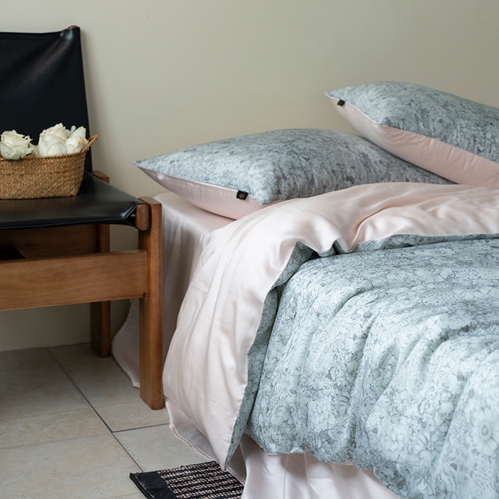 91家纺网 家纺一手货源 找家纺 禾时 2025新款60S兰精天丝数码印花四件套 安夏-绿