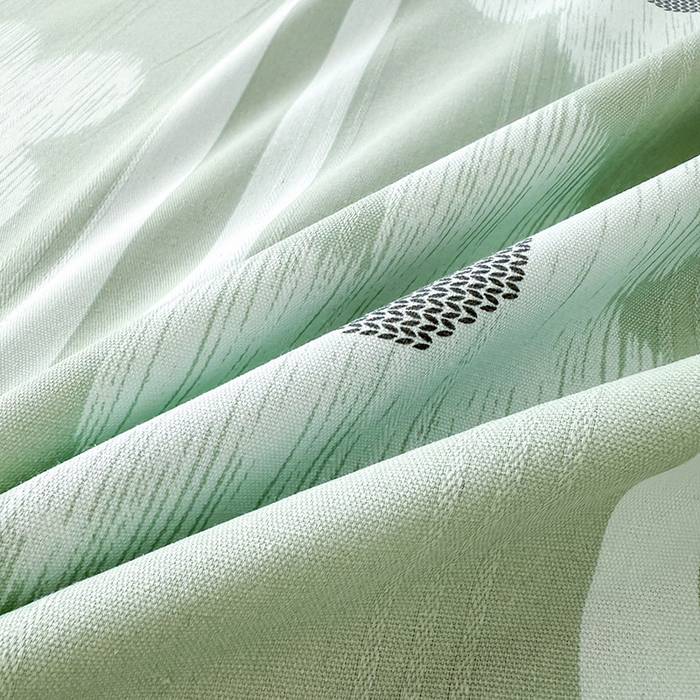 91家纺网 家纺一手货源 找家纺 红日子纺织品 2025新款直播热卖原棉提花锻条老粗布印花床单三件套 花颜-绿