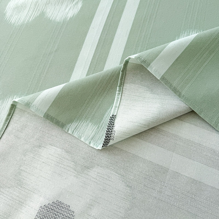 91家纺网 家纺一手货源 找家纺 红日子纺织品 2025新款直播热卖原棉提花锻条老粗布印花床单三件套 花颜-绿