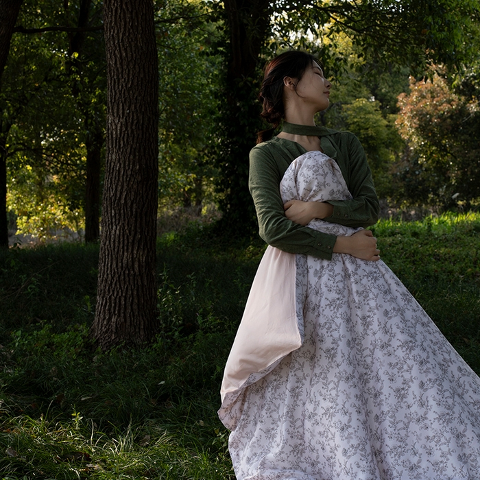 91家纺网 家纺一手货源 找家纺 禾时 2025新款60S兰精天丝数码印花四件套 春意浓粉