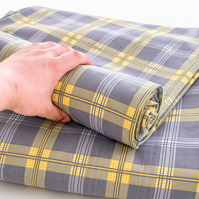 91家纺网 家纺一手货源 找家纺 红日子纺织品 2025新款直播热卖原棉提花锻条老粗布印花床单三件套 灰格